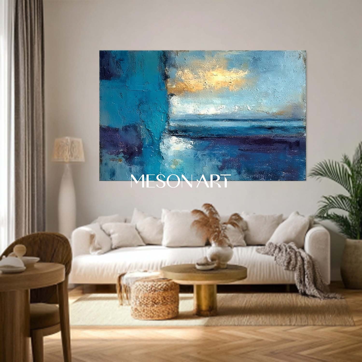 Blue Abstract Wall Painting for Living Room Blue Abstract Art for Sale