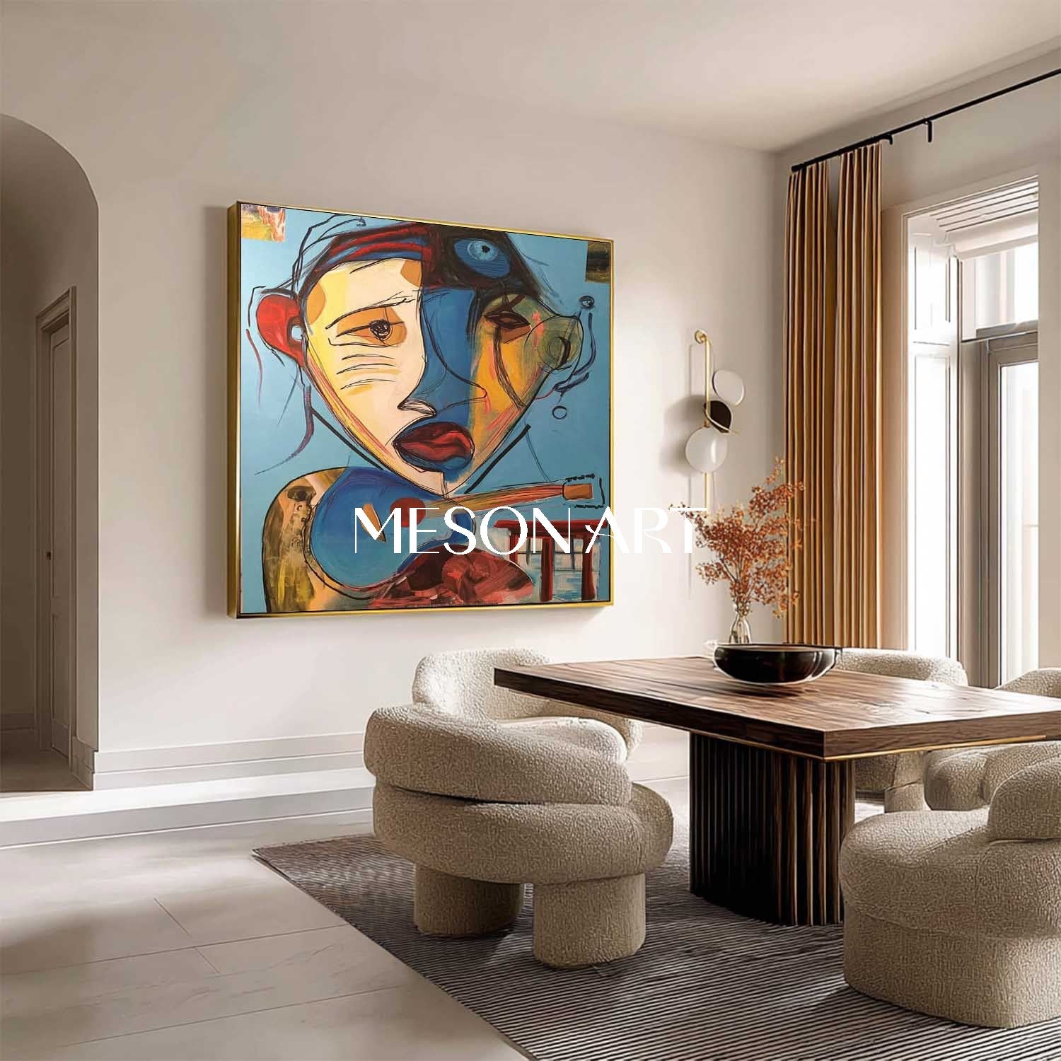 Guitarist Graffiti Abstract Art Canvas Picasso Style Abstract Painting