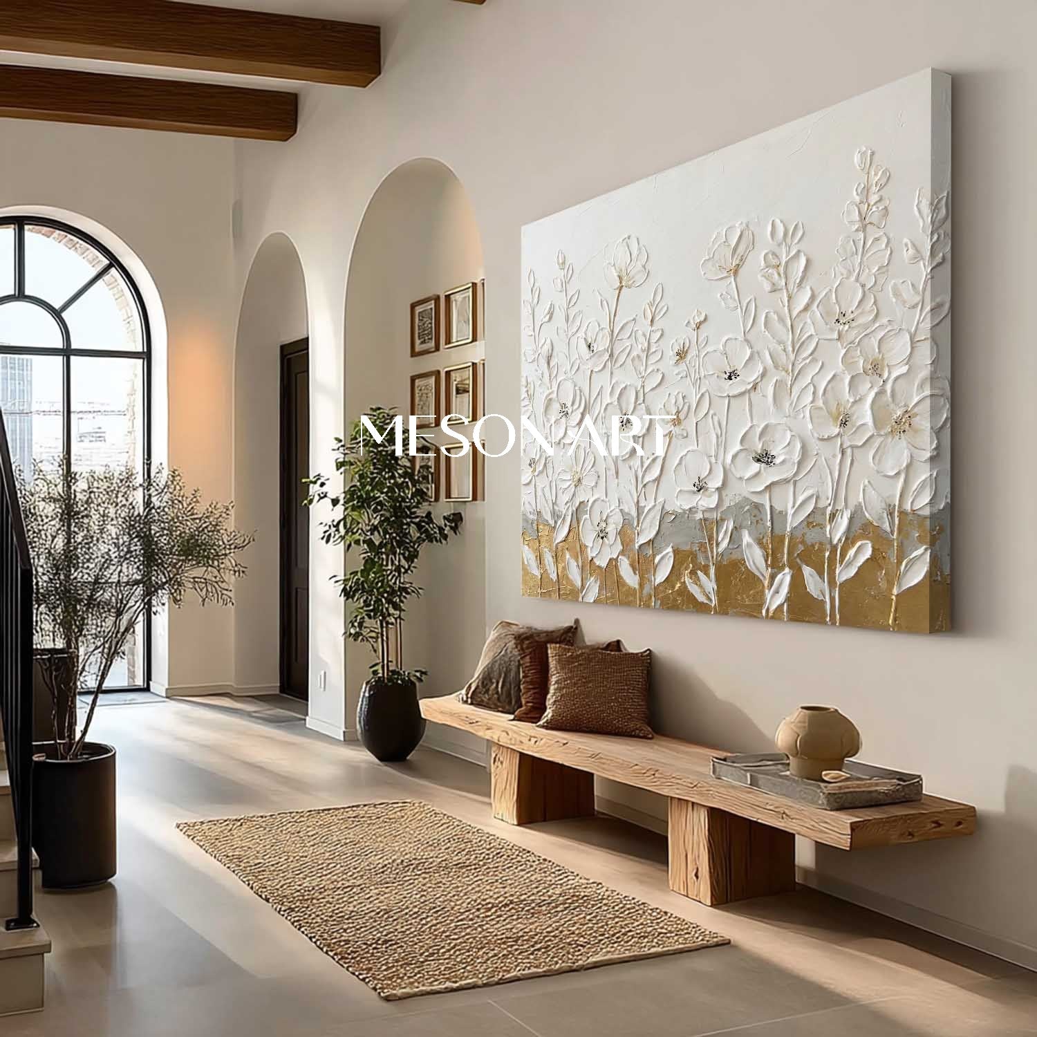 Horizontal Abstract Floral Painting Modern Farmhouse Floral Painting