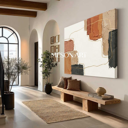 Modern Boho Wall Decor Neutral Abstract Art with Black Earth Tone Abstract Art
