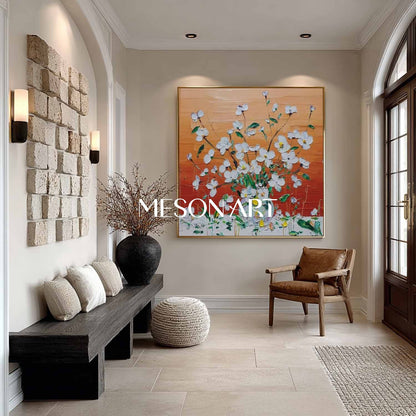 Textured Floral Canvas Wall Art for Modern Living Rooms | Mesonart Original