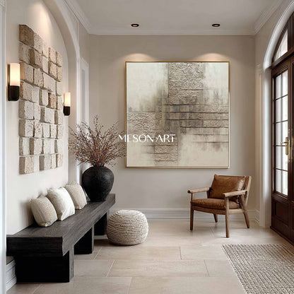 Grey and Brown Abstract Painting Grey and Brown Textured Canvas Art for Sale Wabi Sabi Art