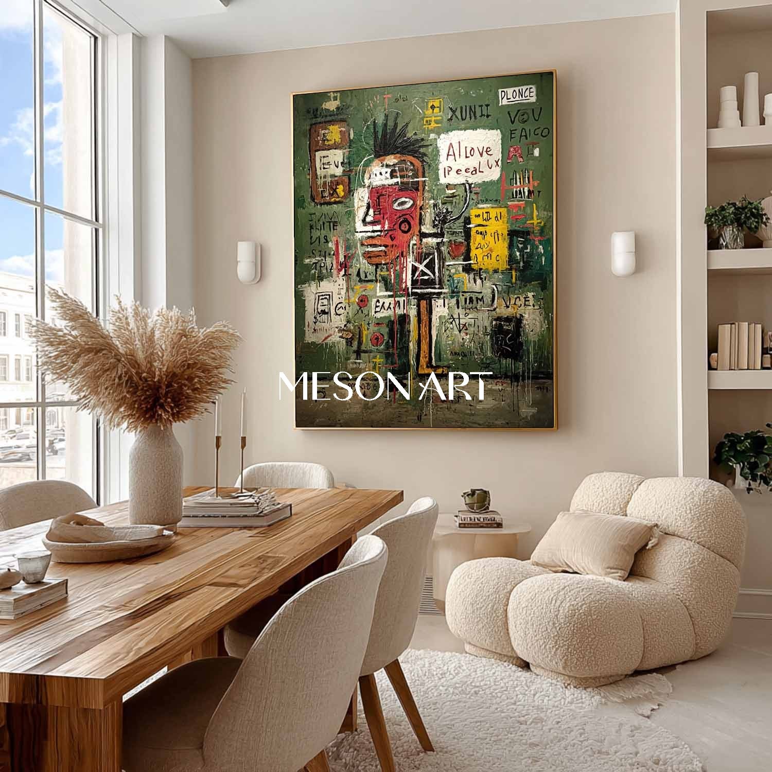 Abstract Graffiti Expressionist Painting Basquiat Inspired Wall Art