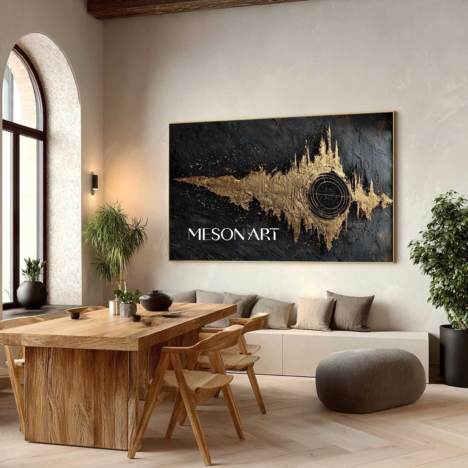 Black and gold abstract texture art canvas Black gold wall art decor Black night sky abstract art