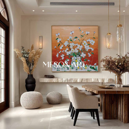 Textured Floral Canvas Wall Art for Modern Living Rooms | Mesonart Original