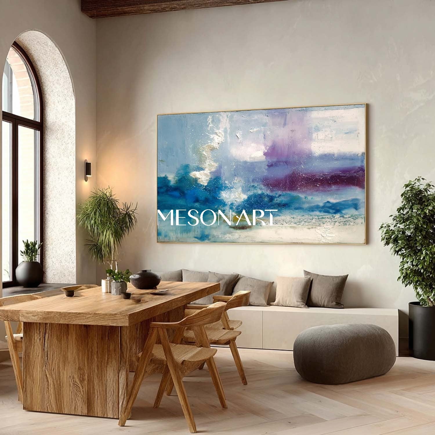 Large Wall Blue Abstract Art for Sale Blue Textured Canvas Painting
