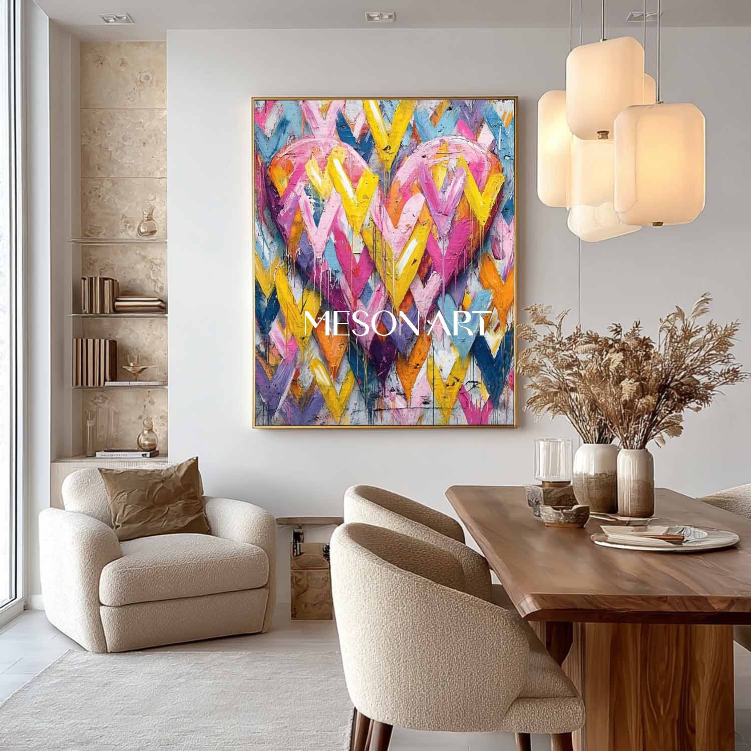 Heart shaped graffiti abstract canvas art Heart shaped wall decoration ideas Valentine's day heart gift