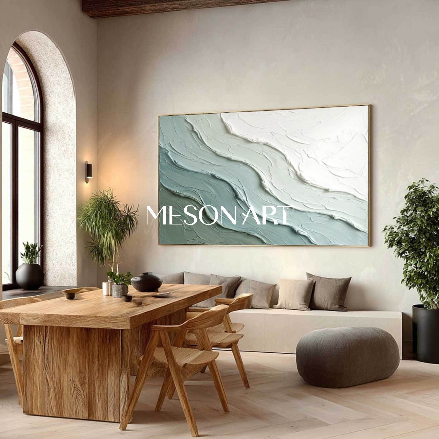 Green Abstract Ocean Wall Art Decor Sea Minimalist Art Wall Painting