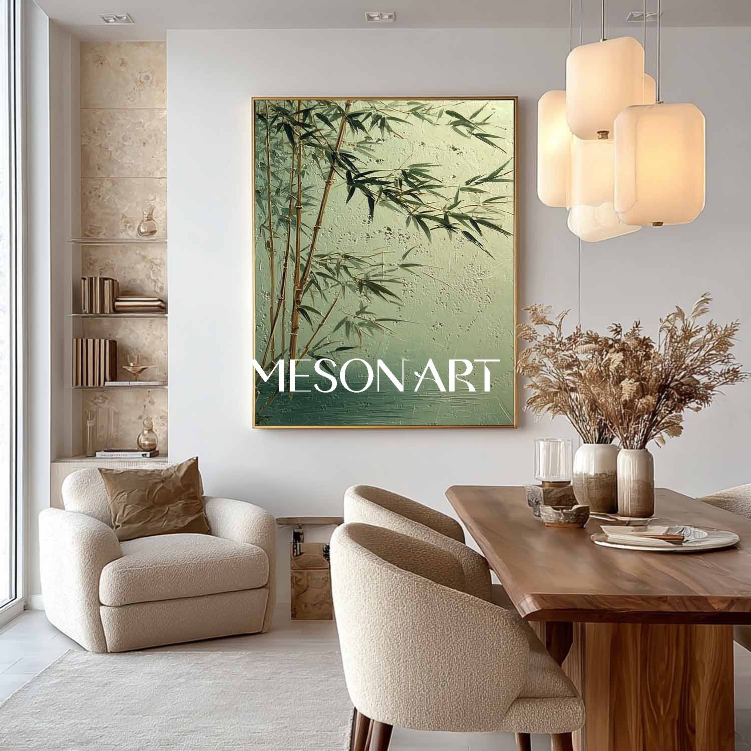 Textured Bamboo Landscape with Earth Tones | Mesonart Zen Collection