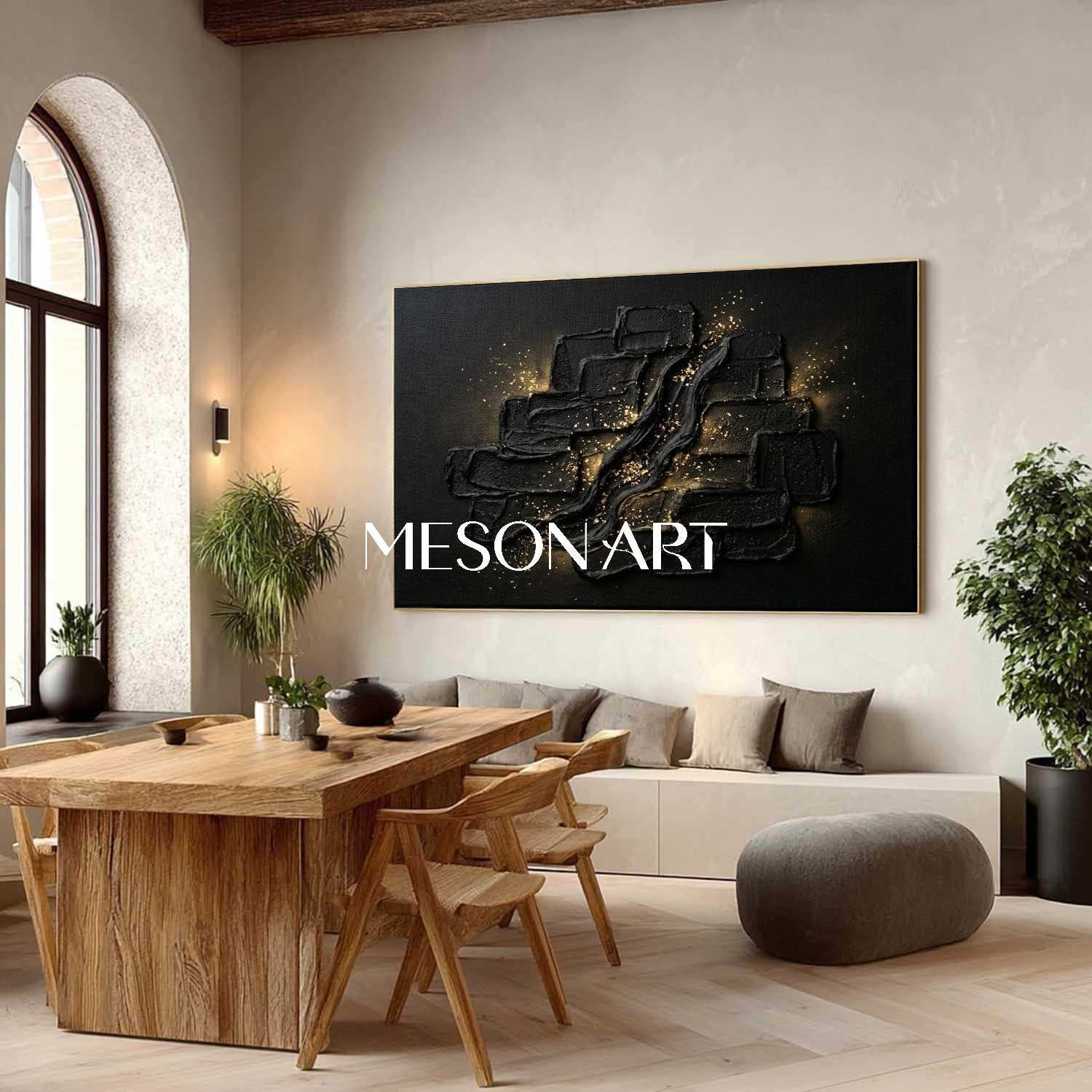 Executive Office Centerpiece, Living Room Statement Canvas, Meaningful Interior Fine Art, Framed Wabi-Sabi Painting.