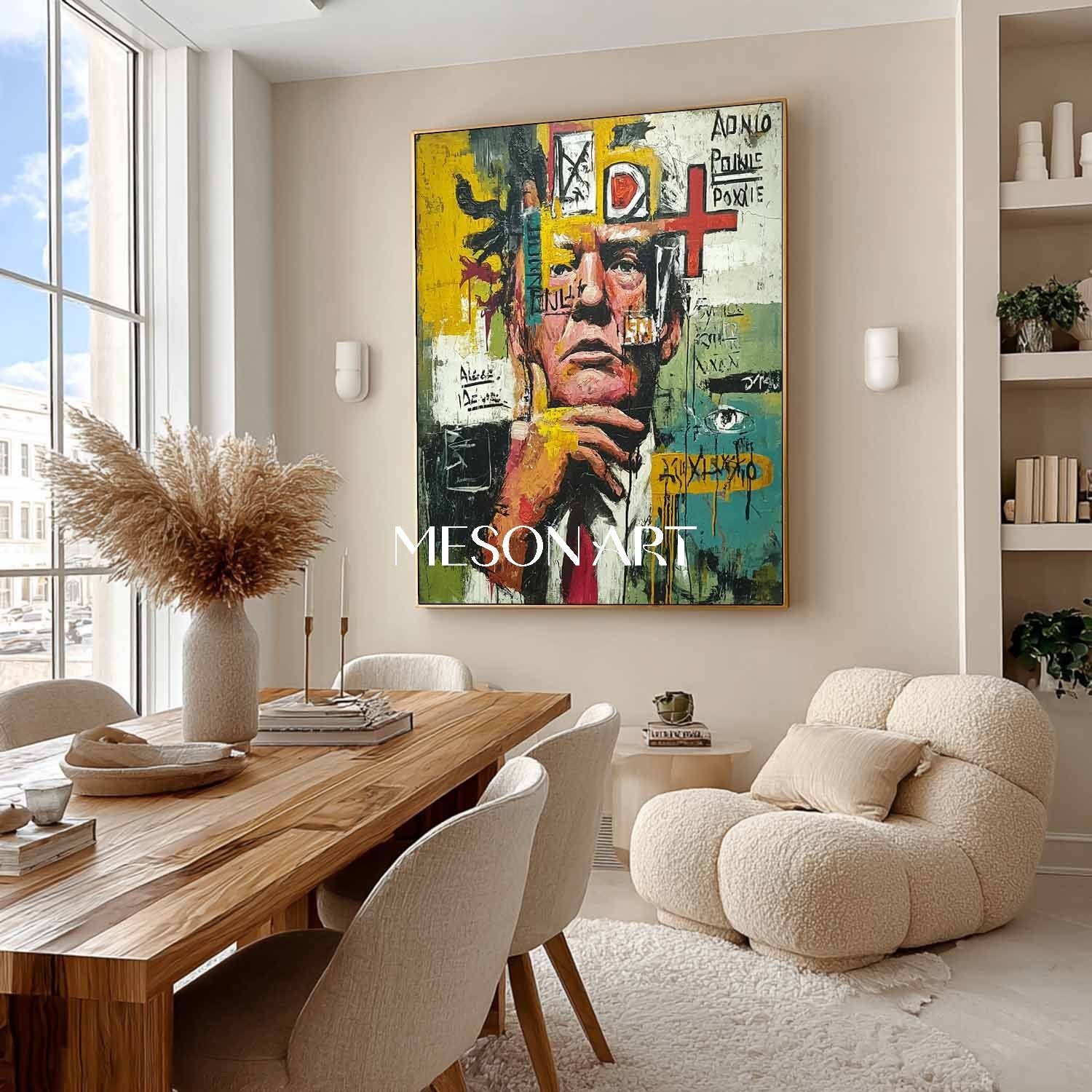 Buy Basquiat Style Abstract Portrait Painting Modern Graffiti Wall Art