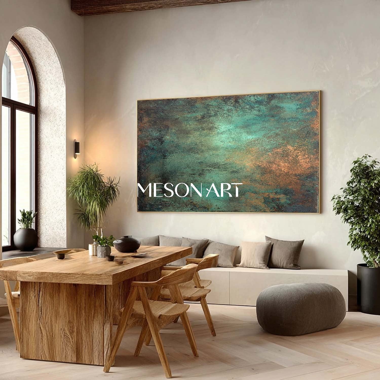 Buy Green and Bronze Abstract Art Canvas Bronze Living Room Wall Decor