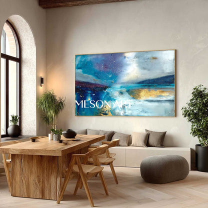 Large Wall Abstract Blue Texture Canvas Painting Blue Abstract Art