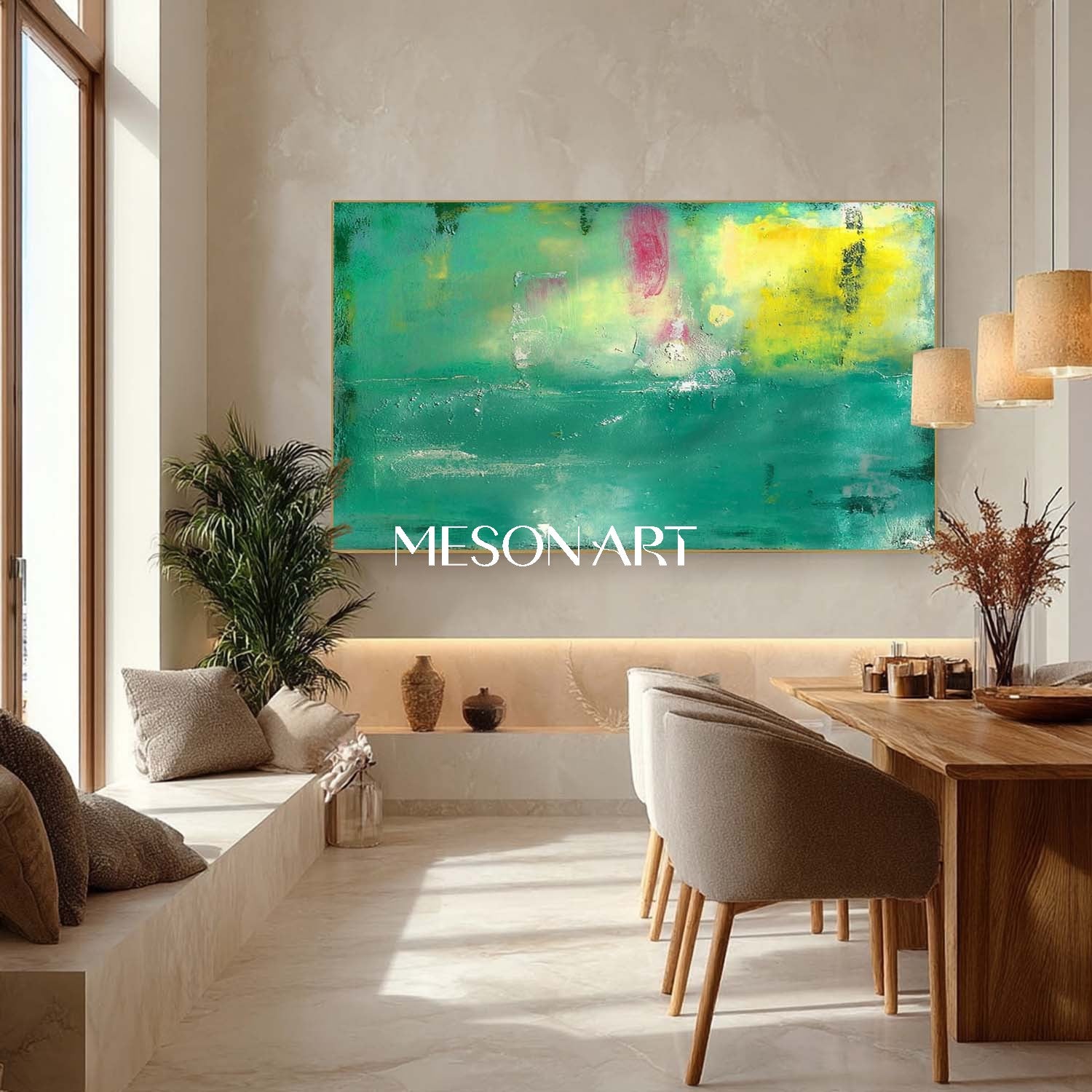 Big Green Abstract Painting Green Wall Art Decoration For Living Room