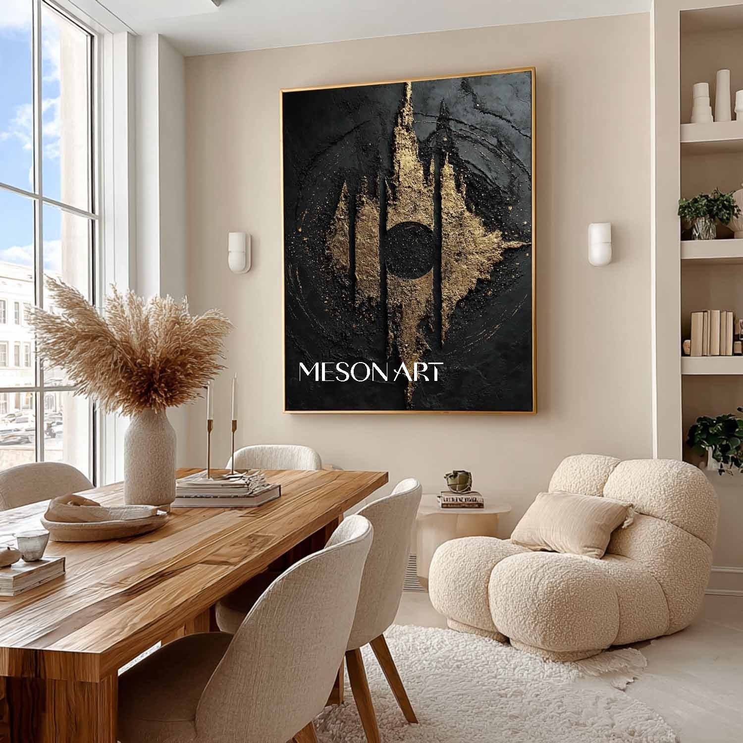 Large Black and gold abstract art canvas Black and gold texture painting Black gold wall art decor