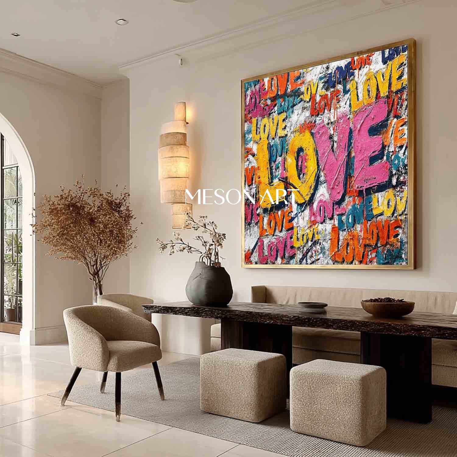 LOVE Graffiti Abstract Canvas Art for Sale Couple Wall Decoration Ideas Valentine's Day LOVE Artwork Gift