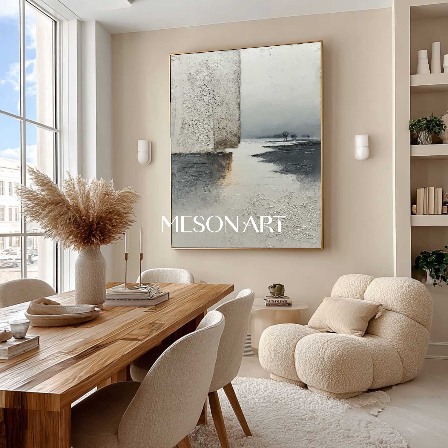 Extra Large Gray Minimalist Painting Minimalist Living Room Wall Decor