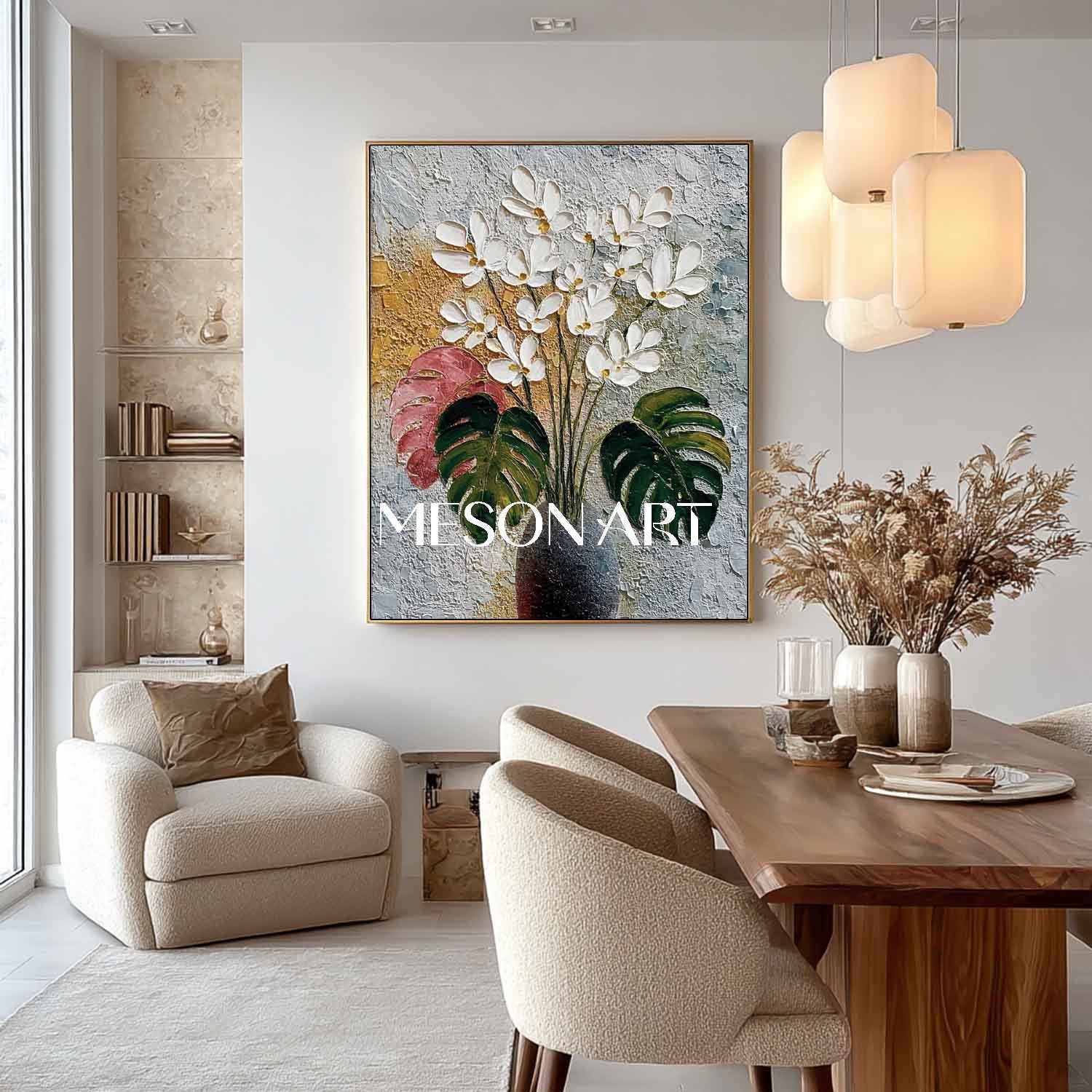 Floral Canvas Art Contemporary Floral Texture Art Modern Abstract Botanical Wall Art for Entryway