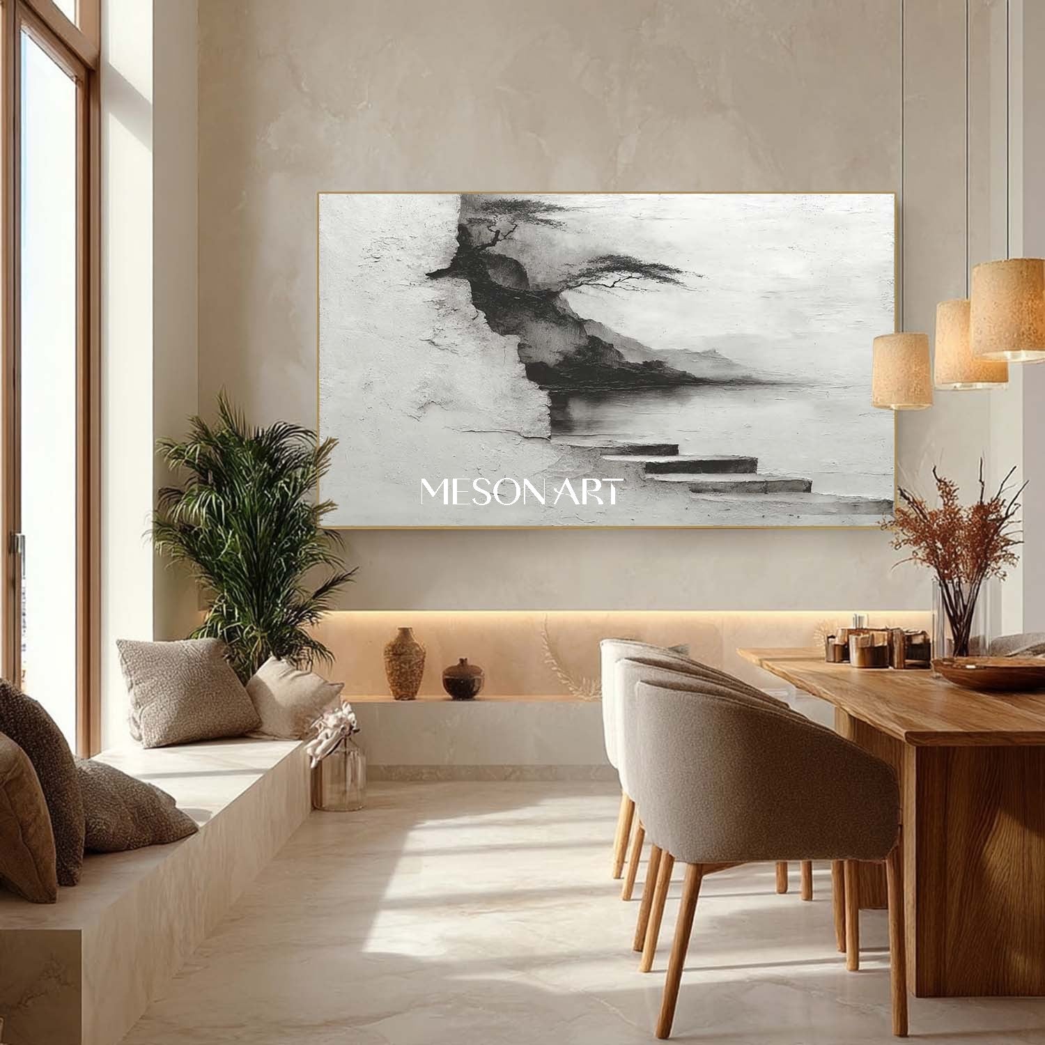 Black and white ink landscape paintings Wabi-sabi wall art decoration Ink landscape paintings