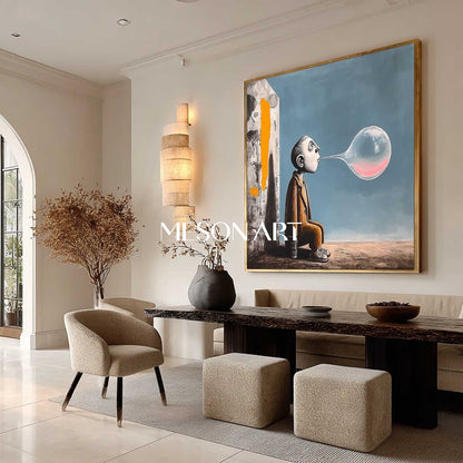Solitary Bubblegum Moment – Surreal Abstract Art for Modern Spaces