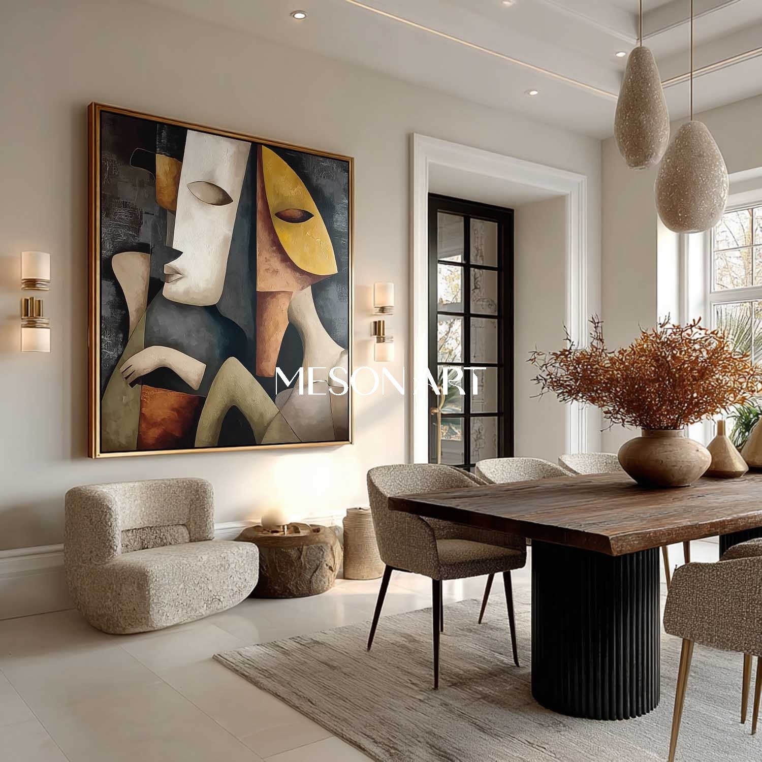 Abstract Picasso Art Geometric Figure Painting Large Square Canvas