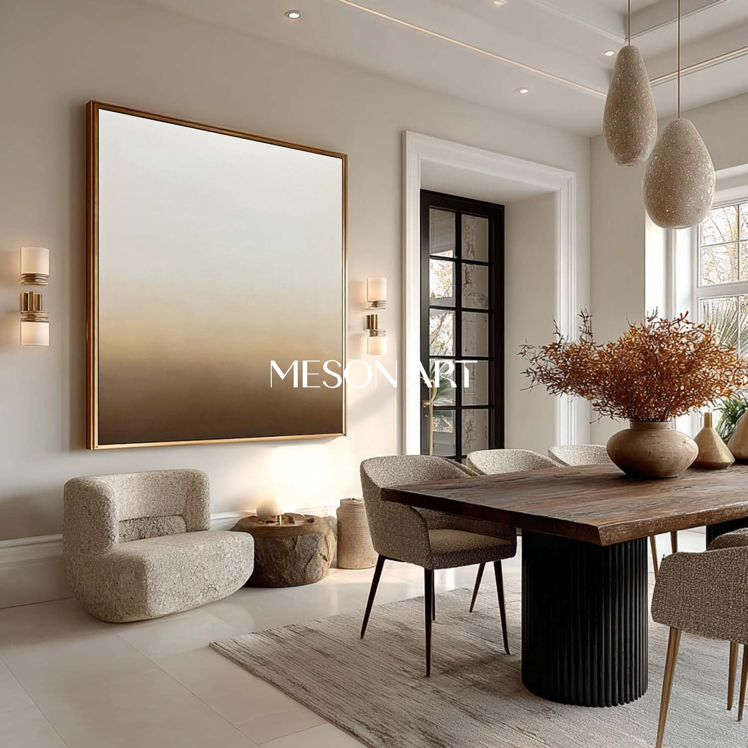 Gray and Brown Abstract Art Medieval Gray White and Brown Minimalist Abstract Canvas Wall Decor