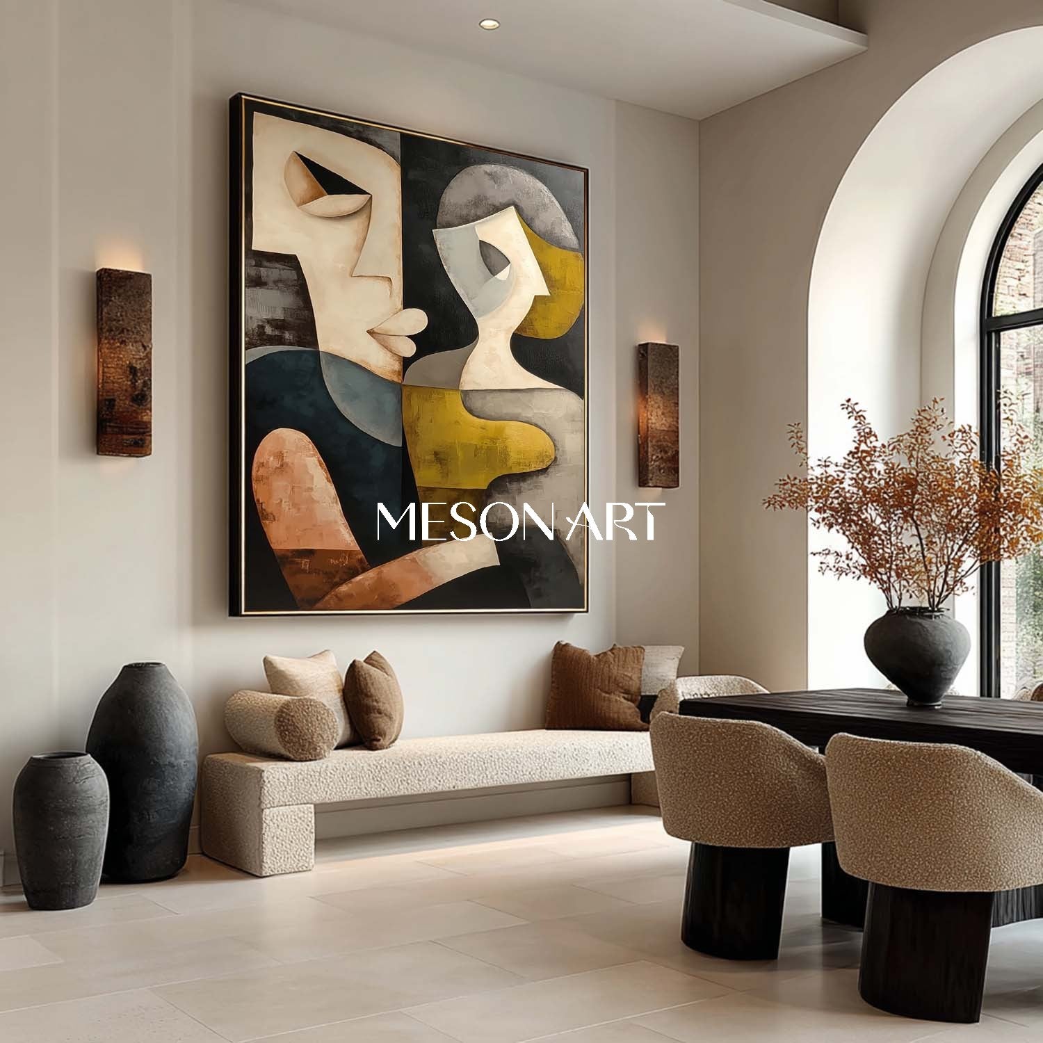 Contemporary Cubist Portrait Art Large Abstract Picasso Style Canvas