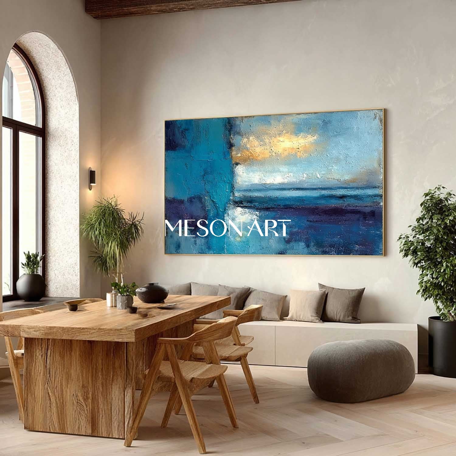 Dining Room Blue Abstract Wall Painting Blue Abstract Art for Sale