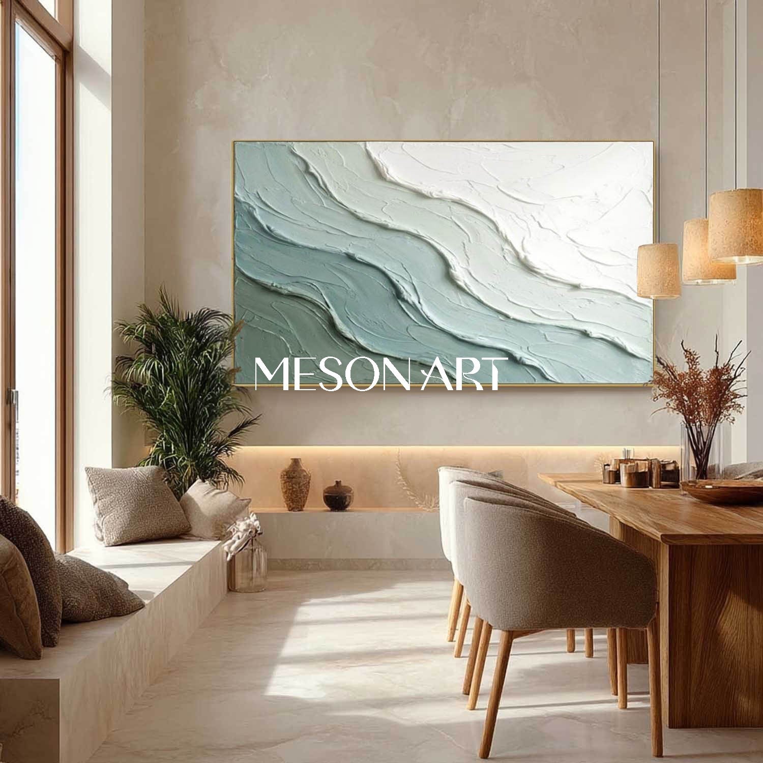 Green Abstract Ocean Wall Art Decor Sea Minimalist Art Wall Painting