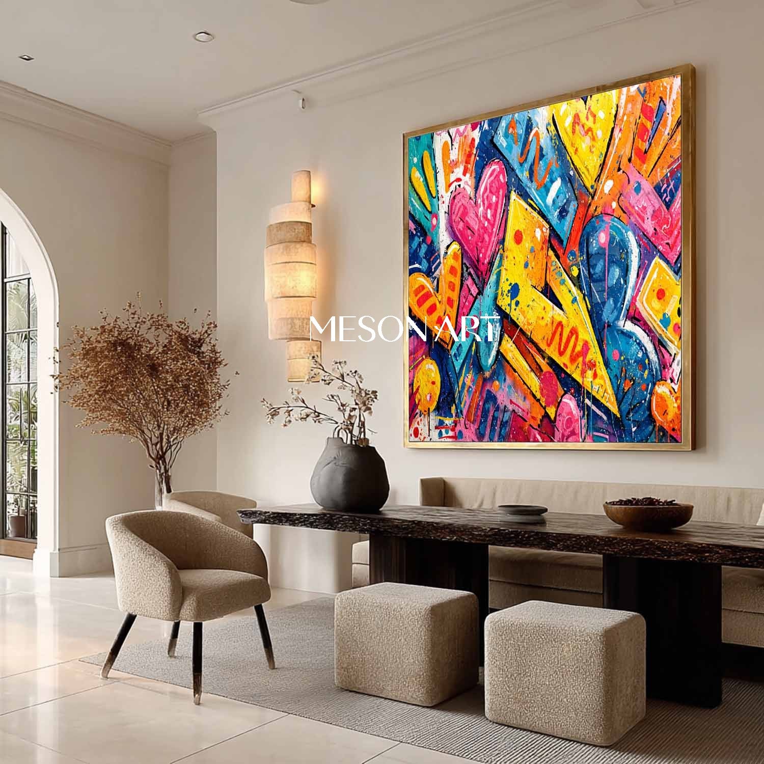 Large Love Heart Cartoon Graffiti Abstract Art Love Heart Graffiti Home Wall Art Decoration Ideas