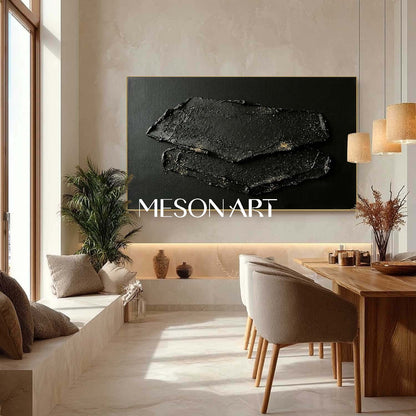 Minimalist Black Art, Wabi-Sabi Wall Decor, Dark Aesthetic Canvas, Modern Abstract Luxury.