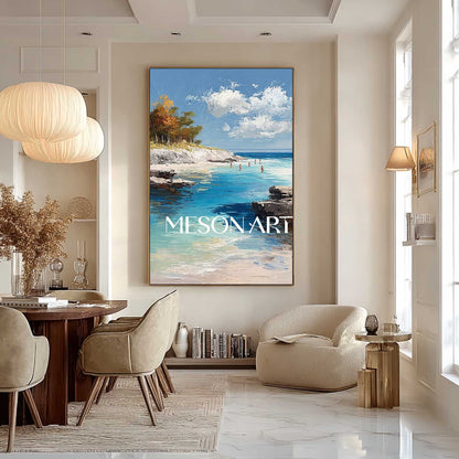 Modern Beach Canvas Minimalist Coastal Art Beach Art for Living Room Large Coastal Canvas