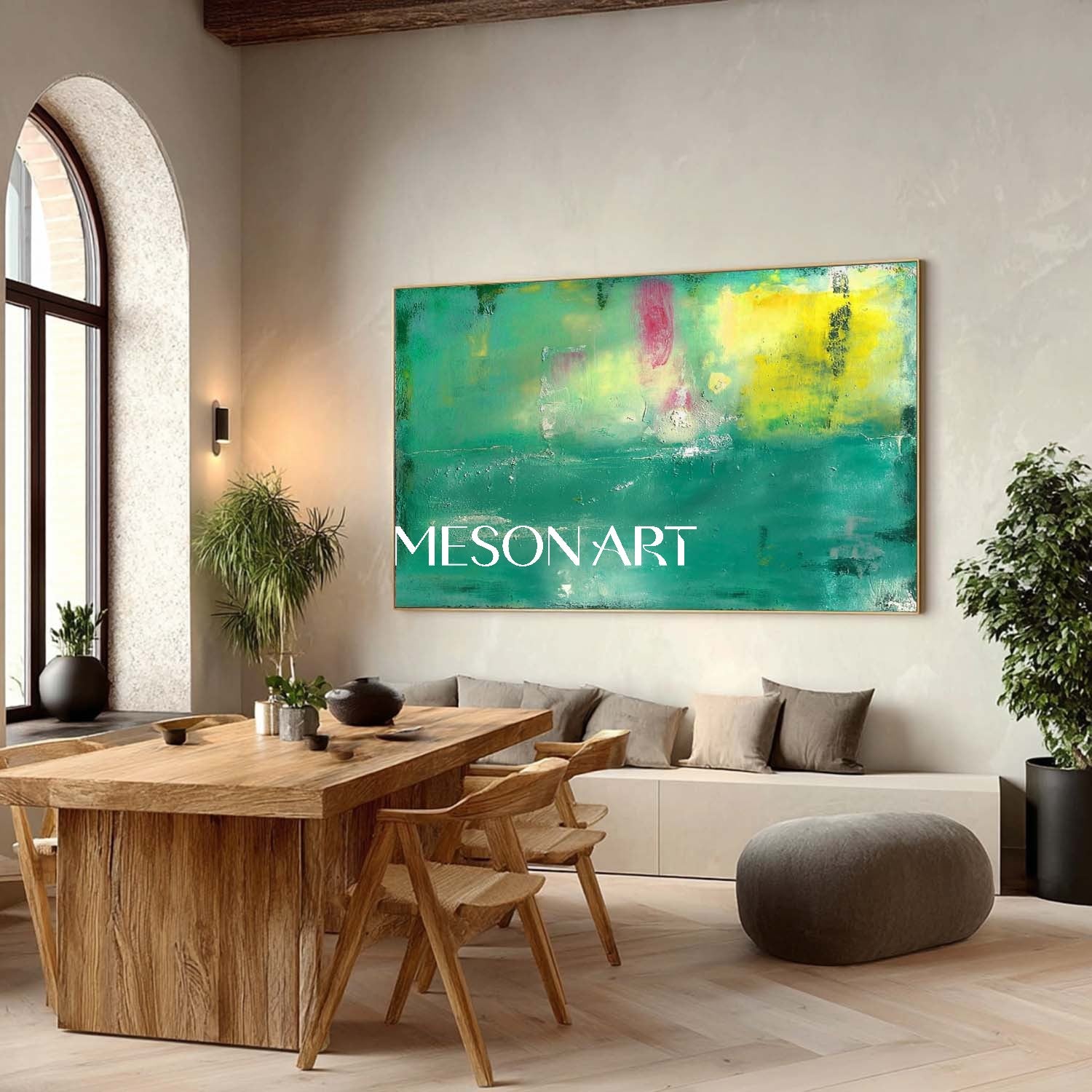 Big Green Abstract Painting Green Wall Art Decoration For Living Room