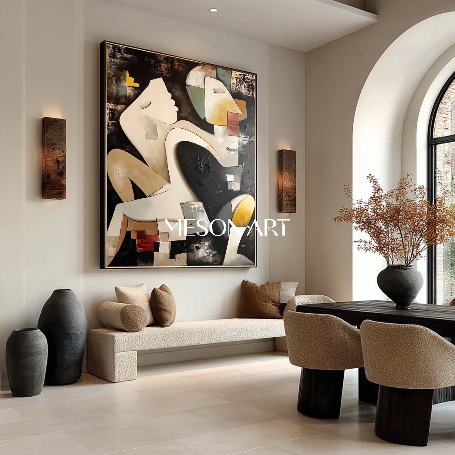 Order Large Abstract Cubist Figure Oil Painting Modern Couple Wall Art
