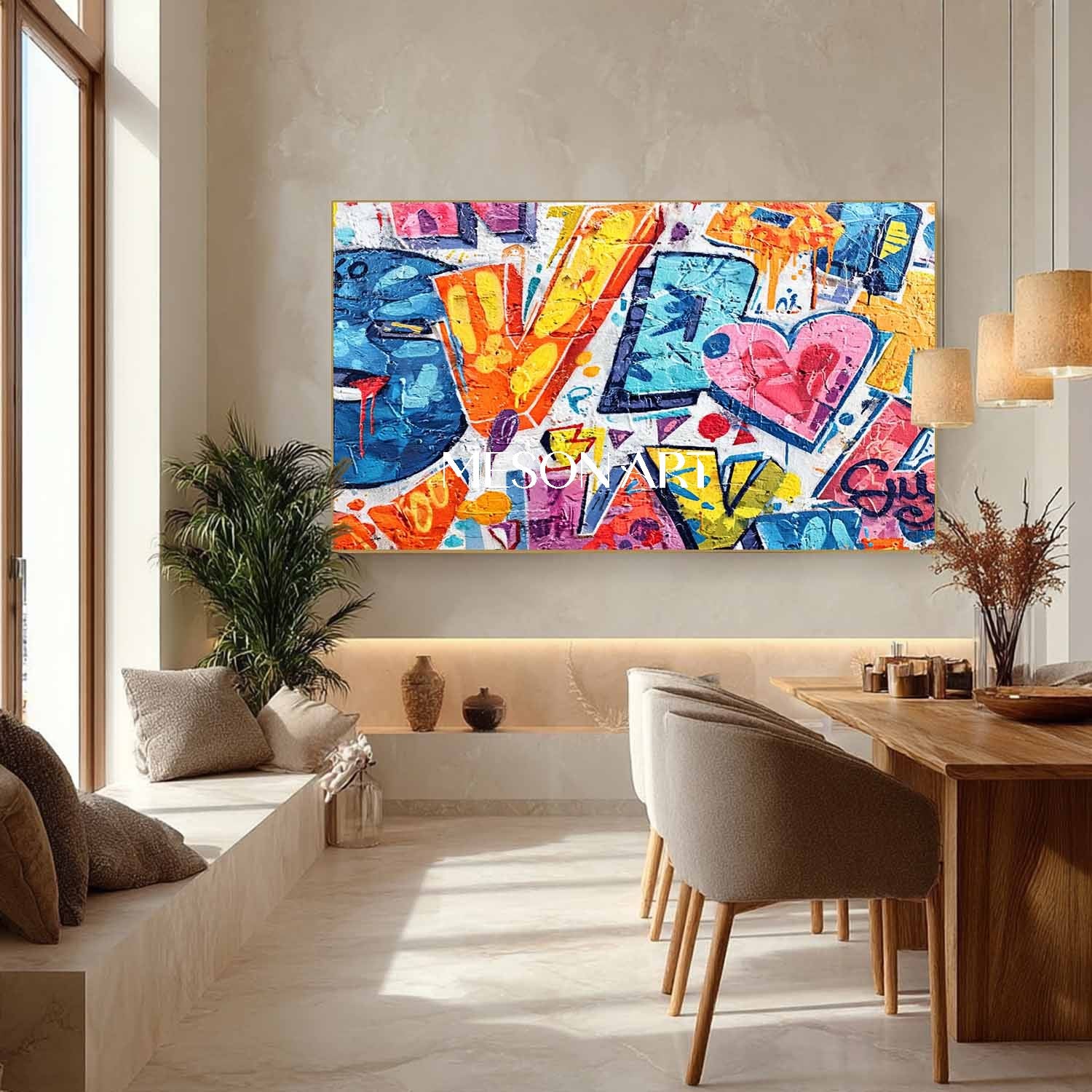 Love Heart Graffiti Abstract Art Canvas Love Heart Graffiti Home Wall Art Decoration For Sale