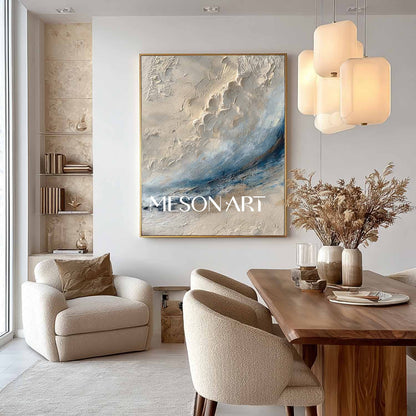 Bathroom Wall Decor Ideas Beige and Blue 3D Texture Painting Beige Abstract Canvas Wall Art