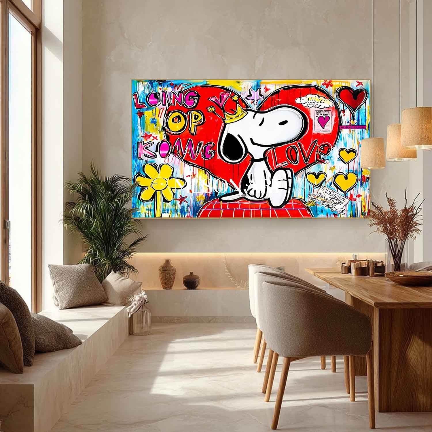 LOVE and Snoopy graffiti abstract art Snoopy pop art Snoopy and LOVE wall art decoration