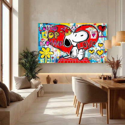 LOVE and Snoopy graffiti abstract art Snoopy pop art Snoopy and LOVE wall art decoration