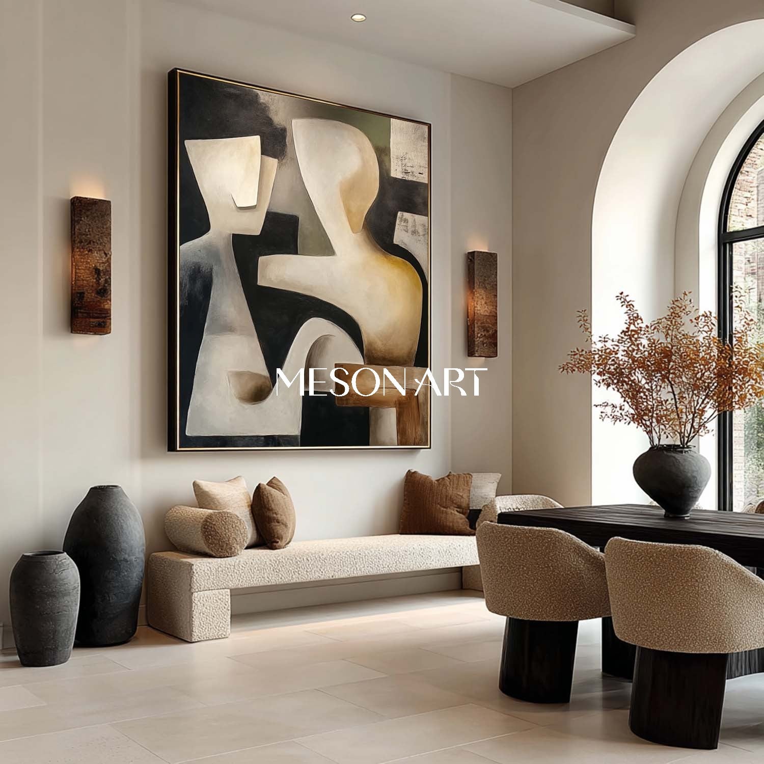 Abstract Figure Art Picasso Style Black Custom Painting Living Room