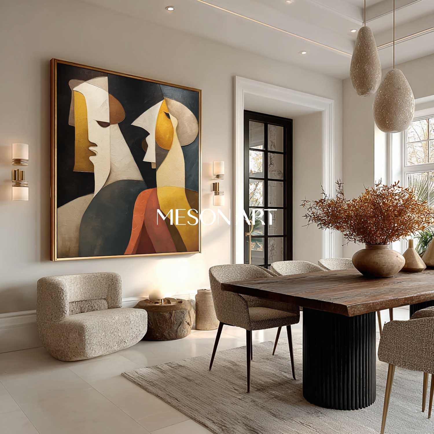 Buy Original Modern Abstract Black Gold Picasso Style Cubism Wall Art