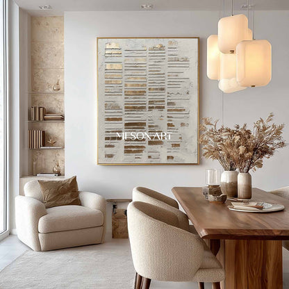 Gold And White Abstract Texture Painting Wabi-Sabi Wall Art Decor Gold And White Minimalist Art