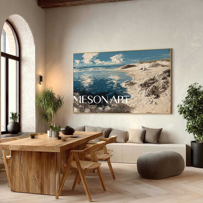 Large 3D Coastal Art Printing for Bathroom Framed Ocean Artwork Coastal Canvas Wall Art