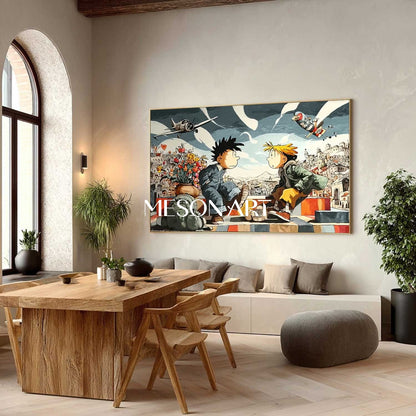 Anti-War Surreal Art – Innocent Kids Beneath a Sky of Conflict