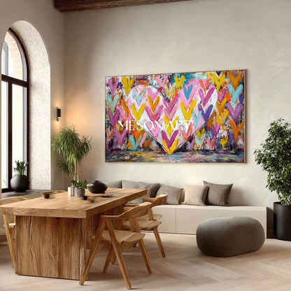 Large Heart Graffiti Abstract Canvas Art Heart Wall Decor Ideas Valentine's Day LOVE Artwork Gift