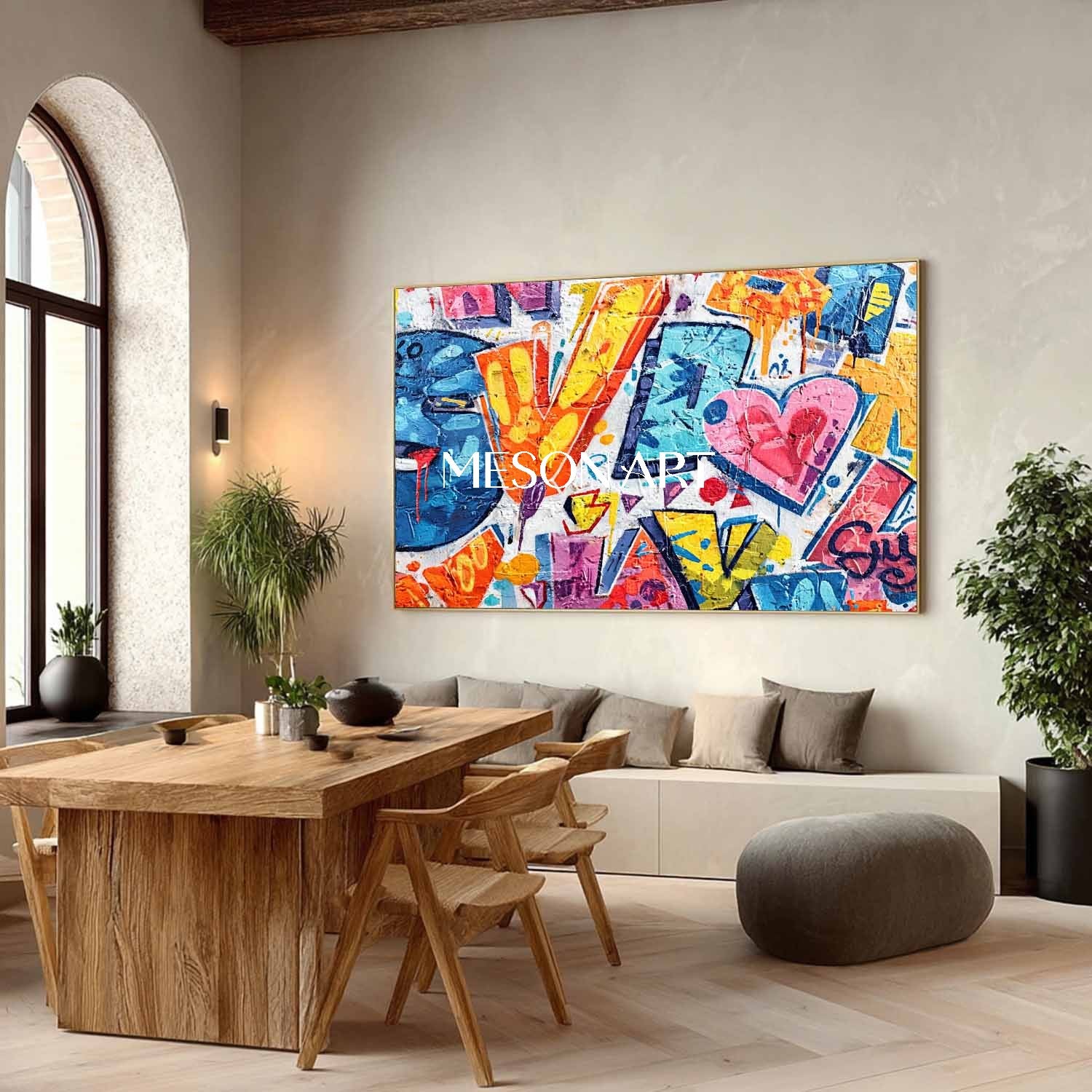 Love Heart Graffiti Abstract Art Canvas Love Heart Graffiti Home Wall Art Decoration For Sale