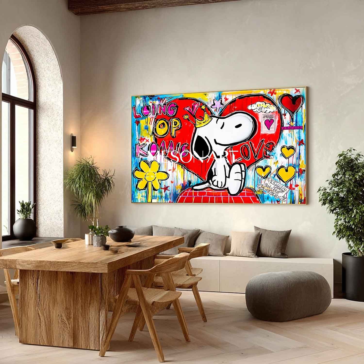 LOVE and Snoopy graffiti abstract art Snoopy pop art Snoopy and LOVE wall art decoration