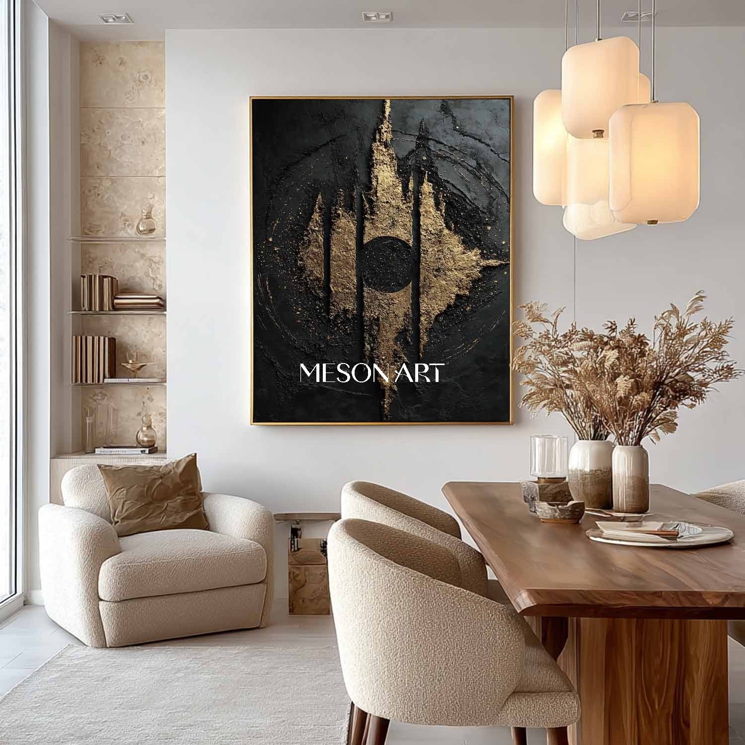 Large Black and gold abstract art canvas Black and gold texture painting Black gold wall art decor