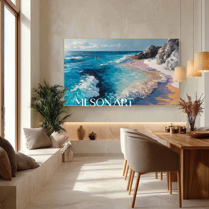 Large 3D Beach Waves Abstract Art Beach Seaside Canvas Wall Art Decoration For Sale