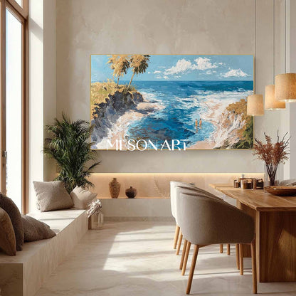 Large 3D Seaside Beach Abstract Art Coastal Vacation Canvas Wall Art Decoration For Sale