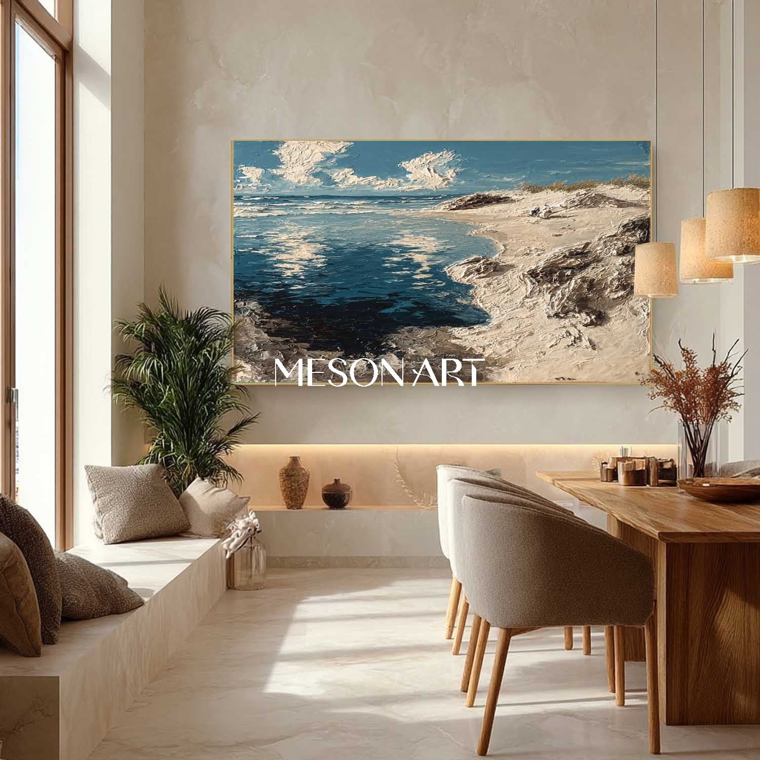 Large 3D Coastal Art Printing for Bathroom Framed Ocean Artwork Coastal Canvas Wall Art